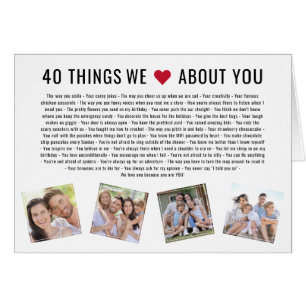 40 Things We Love About You 40th Birthday Card