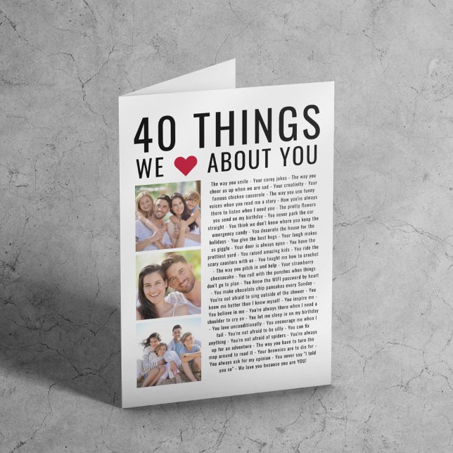 40 Things We Love About You | 40th Birthday Card (Creator Uploaded)