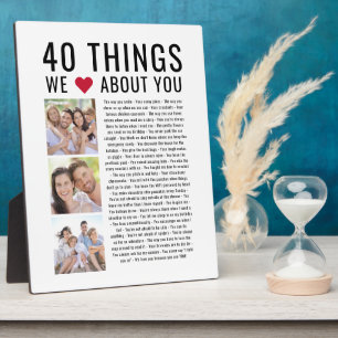40 Things We Love About You 40th Birthday Plaque
