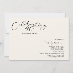 40 Trips Around the Sun Modern Birthday Party Invitation