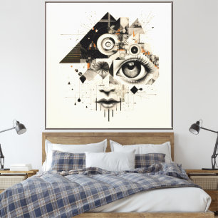 40" x 40" Halftone Monochrome Collage Canvas Print