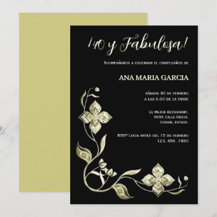 ¡40 y Fabulosa! Cumpleaños Elegante Con Gemas Invitation