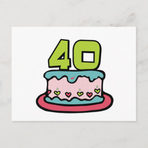 40 Year Old Birthday Cake Postcard