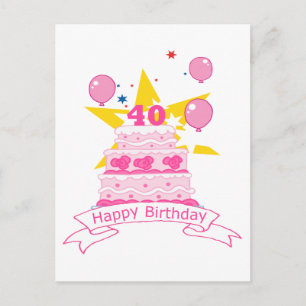 40 Year Old Birthday Cake Postcard