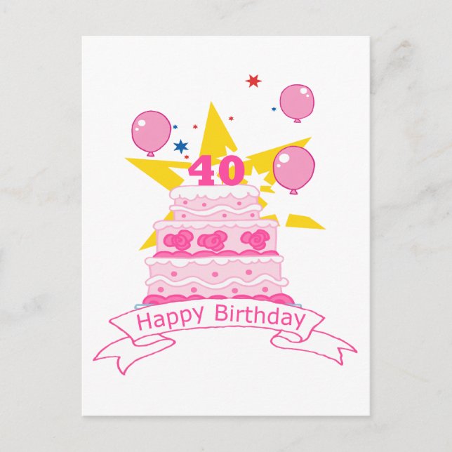 40 Year Old Birthday Cake Postcard (Front)