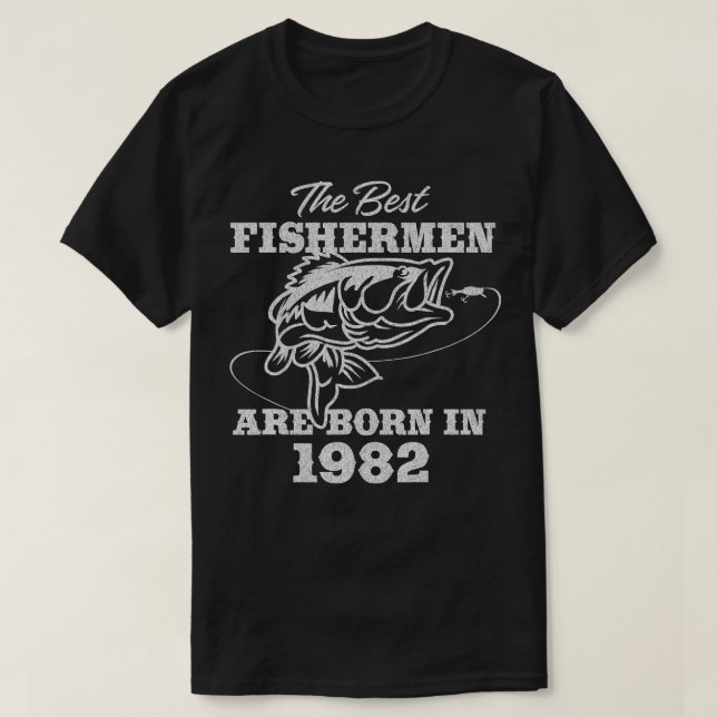 40 Year Old Fisherman_ Fishing 1982 40th Birthday  T-Shirt (Design Front)