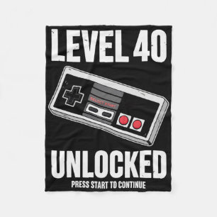40 Year Old Forty Birthday Gift Level 40 Unlocked  Fleece Blanket