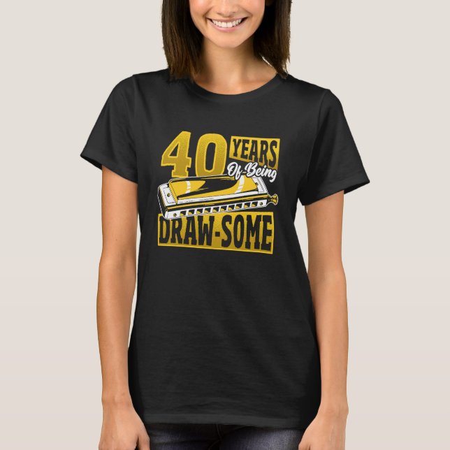40 Year Old Harmonica Player Birthday T-Shirt (Front)