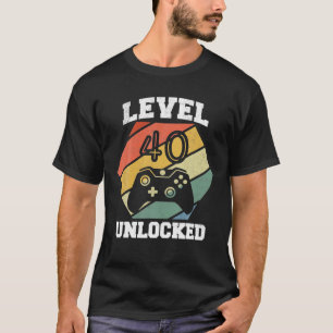 40 Year Old Level 40 Unlocked Video Game 40th T-Shirt