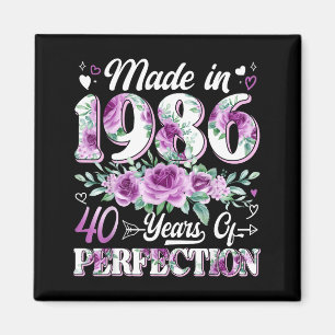 40 Year Old Made in 1986 Floral 40th Birthday Magnet