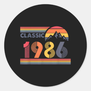 40 Year Old Men Vintage Classic Car 1986 40th Round Sticker