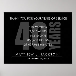 40 Year Retirement or Employee Appreciation Gift Poster