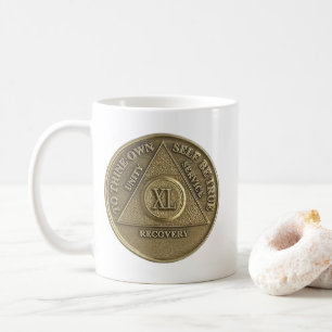 40 Year Sober Medallion Coin Happy Anniversary Coffee Mug