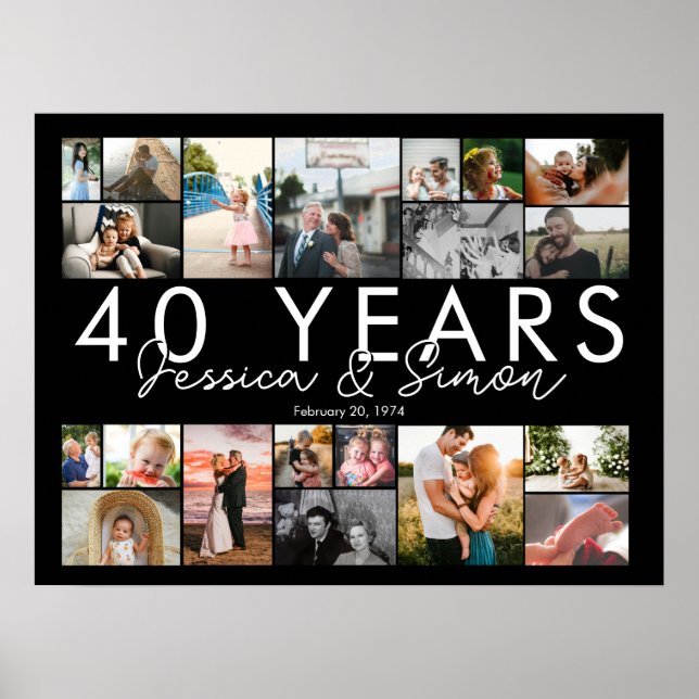 40 year wedding anniversary photo collage editable poster (Front)