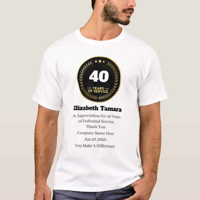 40 Year Work Anniversary | Employee Appreciation T-Shirt (Front)