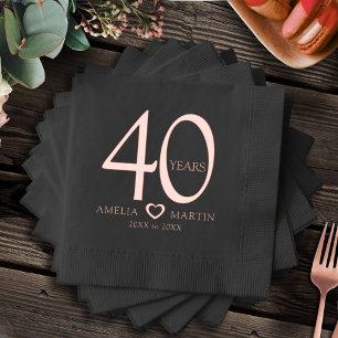 40 years 40th wedding anniversary name dates heart foil napkins