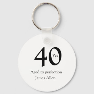 40 years aged to perfection birthday name simple key ring