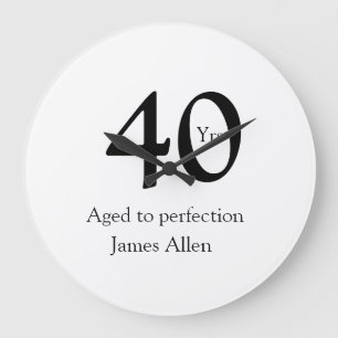 40 years aged to perfection birthday name simple large clock