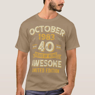 40 Years Awesome Vintage October 1983 40th Birthda T-Shirt