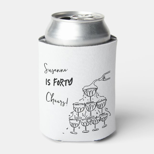 40 years Birthday Champagne tower funky Can Cooler (Can Front)