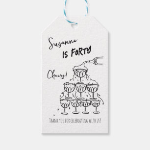 40 years Birthday Champagne tower funky Gift Tags
