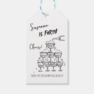 40 years Birthday Champagne tower funky Gift Tags