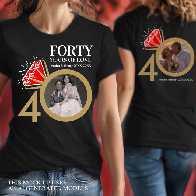 40 years custom anniversary ruby wedding ring T-Shirt (Creator Uploaded)
