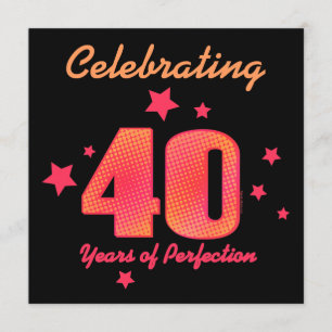 40 Years of Perfection Custom Birthday Invitation