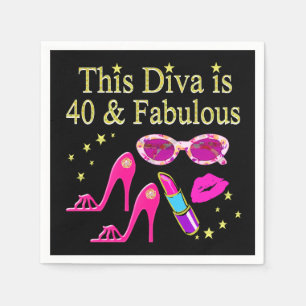 40 YEARS OLD AND A FABULOUS DIVA NAPKIN