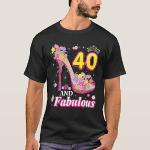 40 Years Old And Fabulous Floral Shoe 30Th Birthda T-Shirt