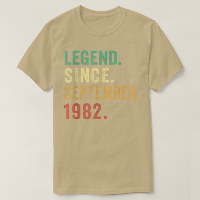 40 Years Old Gifts Legend Since September 1982 40t T-Shirt (Design Front)