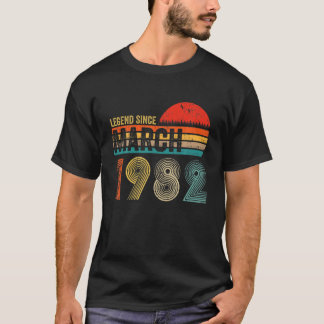 40 Years Old Retro Birthday Gifts Legend Since Mar T-Shirt