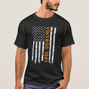 40 Years Old Vintage 1981 Retro USA Flag 40Th Birt T-Shirt