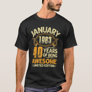 40 Years Old  Vintage January 1983 40th Birthday   T-Shirt