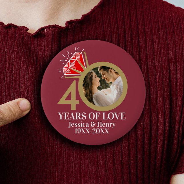 40 years ruby wedding anniversary ring photo 3 cm round badge (Creator Uploaded)