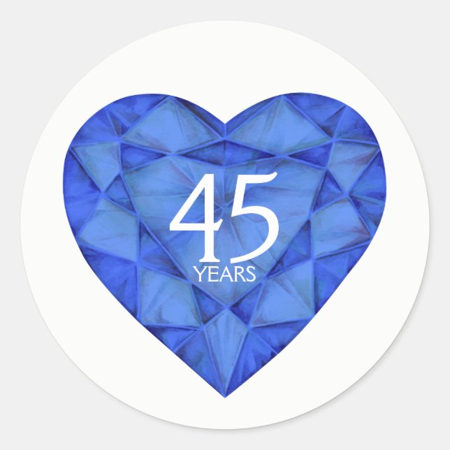 40 years sapphire heart watercolor art stickers (Front)