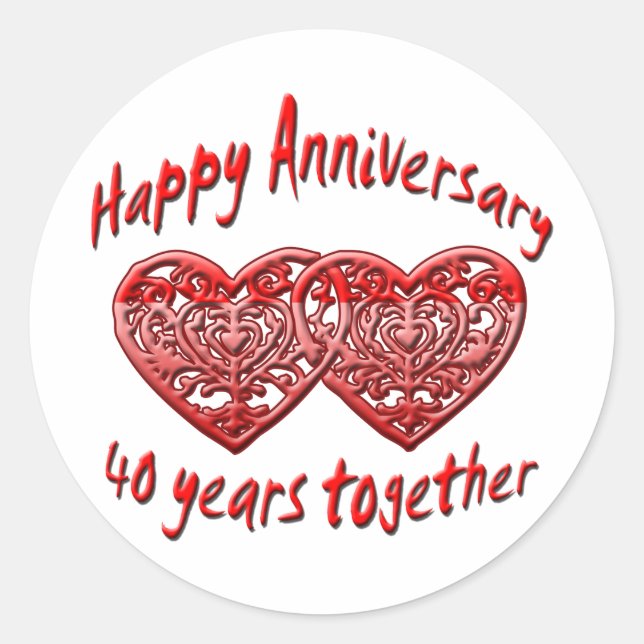 40 Years Together Classic Round Sticker (Front)