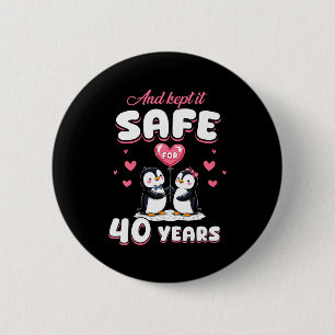 40 Years Wedding Anniversary Penguin Couples Match 6 Cm Round Badge