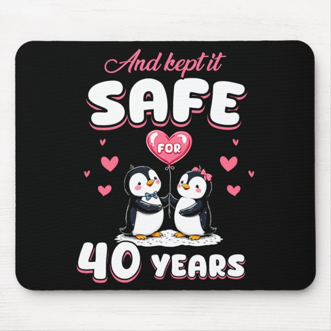 40 Years Wedding Anniversary Penguin Couples Match Mouse Pad (Front)