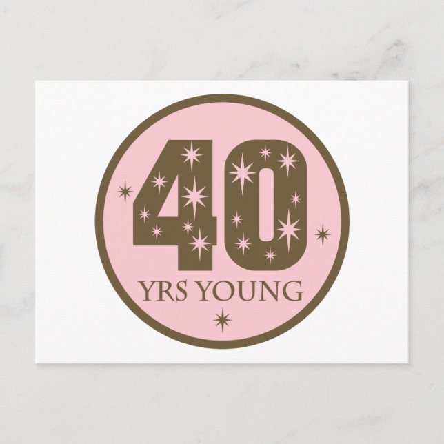 40 Years Young 40th Birthday Gift Postcard (Front)