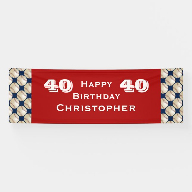 40th, 45th Birthday Party Baseball Banner (Horizontal)