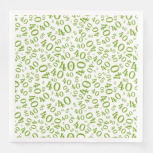 40th Age Random Number Pattern Green/White Napkin