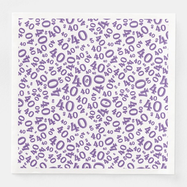 40th Age Random Number Pattern Purple/White Napkin (Front)