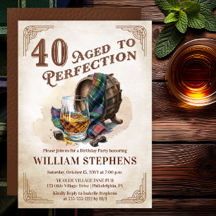 40th Aged to Perfection Scotch Birthday Party  Invitation