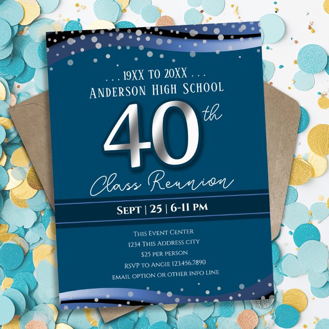40th Alumni High School Reunion Blue Announcement (Creator Uploaded)