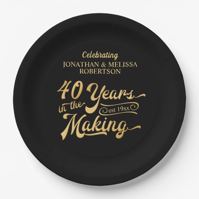 40th Anniversary 40 YEARS IN THE MAKING Retro Paper Plate (Front)