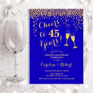 40th Anniversary - Cheers to 40 Years Blue Gold Invitation