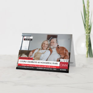 40th Anniversary Funny Breaking TV News Fabulous Card