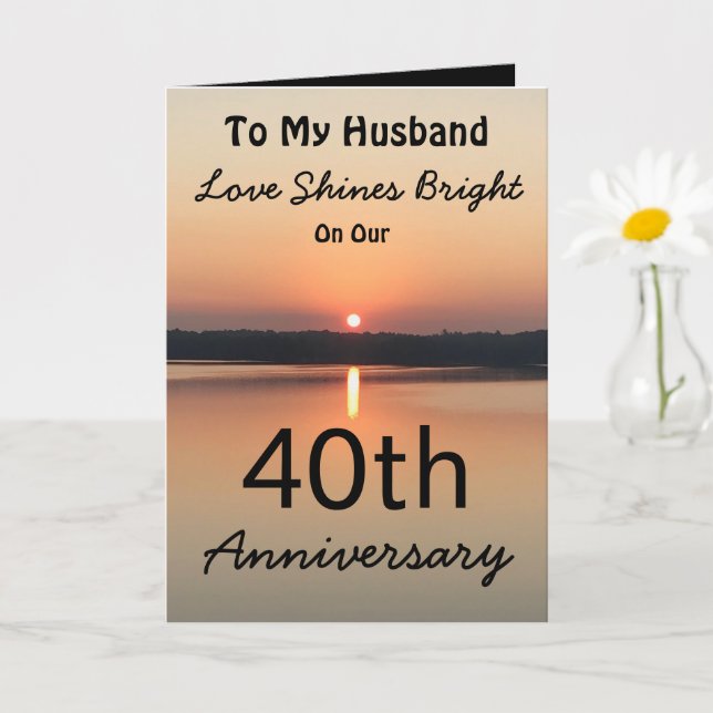 40th Anniversary Husband Love Shines Bright Sunset Card (Small Plant)