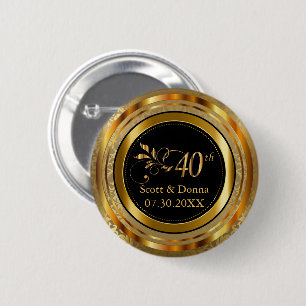 40th Anniversary in Gold 6 Cm Round Badge